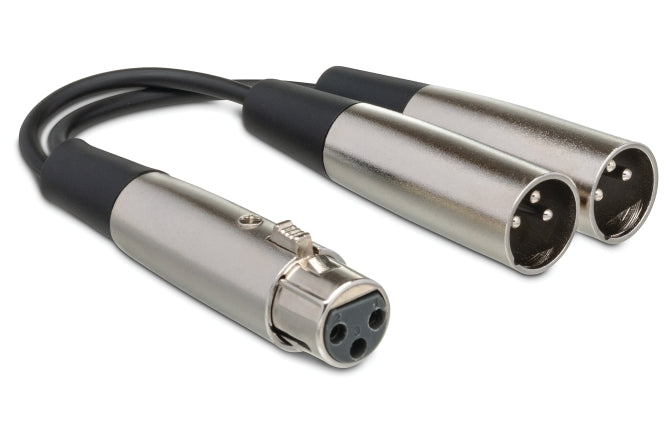 Y Cable, XLR3F to Dual XLR3M, 6 in.