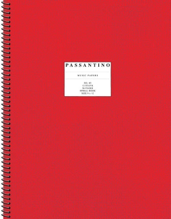 Passantino Spiral Book #85 96 Pages 12 Stave Both Sides 9x12