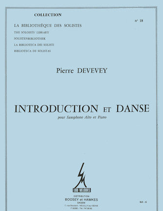 Devevey Introduction Et Danse Lm018 Alto Saxophone & Piano Book