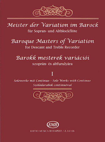 Baroque Masters of Variation for descant & treble recorder - Volume 1